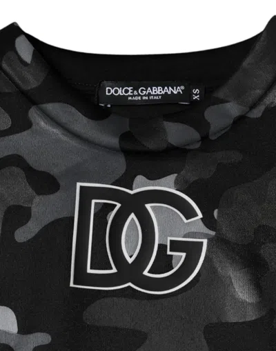 Dolce & Gabbana Black Camouflage Round Neck Sweatshirt Sweater In Black