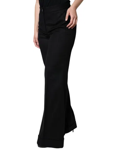 Dolce & Gabbana Black Cashmere Mid Waist Women Boot Cut Women's Pants In Black