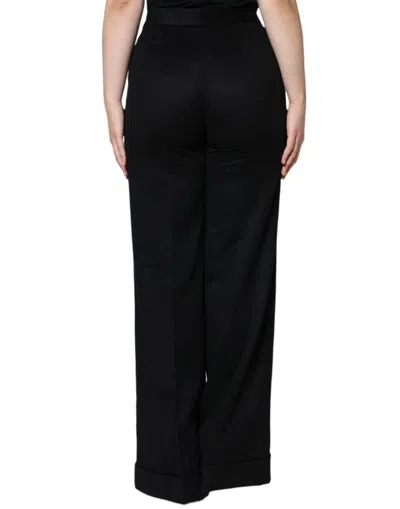 Dolce & Gabbana Black Cashmere Mid Waist Women Boot Cut Women's Pants In Black