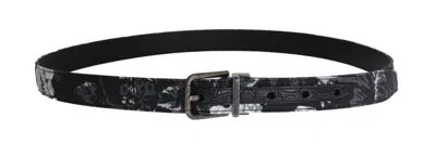 Dolce & Gabbana Black Cayman Linen Leather Men's Belt In Black