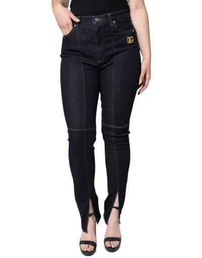 Dolce & Gabbana Black Cotton Blend Skinny Denim Jeans In Black