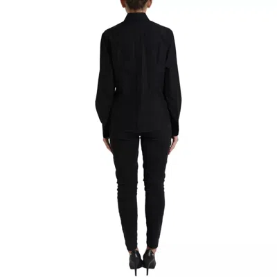 Pre-owned Dolce & Gabbana Black Cotton Collared Formal Dress Shirt Women's Top ()