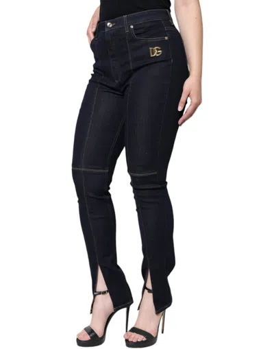 Dolce & Gabbana Black Cotton Blend Skinny Denim Jeans In Black