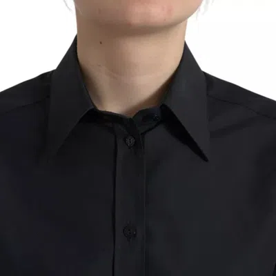 Pre-owned Dolce & Gabbana Black Cotton Collared Formal Dress Shirt Women's Top ()
