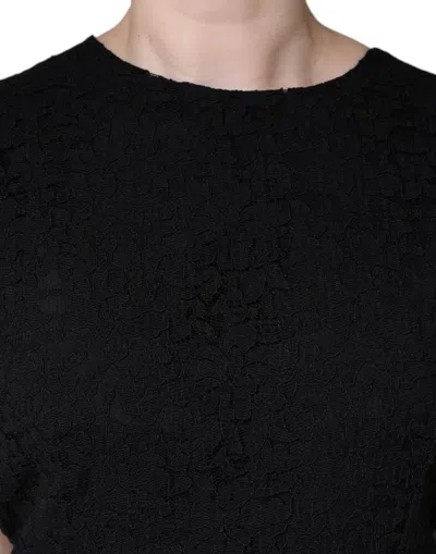 Dolce & Gabbana Black Cotton Sheath Knee Length Dress In Black