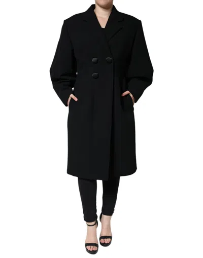Pre-owned Dolce & Gabbana Black Double Breasted Trench Coat Women's Jacket ()