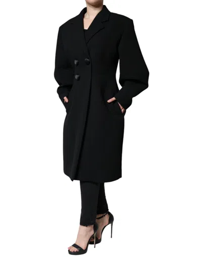 Pre-owned Dolce & Gabbana Black Double Breasted Trench Coat Women's Jacket ()