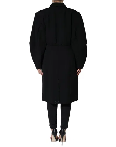 Pre-owned Dolce & Gabbana Black Double Breasted Trench Coat Women's Jacket ()