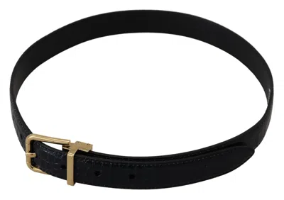 Dolce & Gabbana Black Exotic Leather Gold Metal Buckle Belt In Black