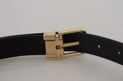 Dolce & Gabbana Black Exotic Leather Gold Metal Buckle Belt In Black