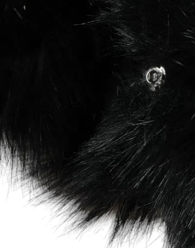 Dolce & Gabbana Black Faux Fur Whole Head Wrap Hat In Black