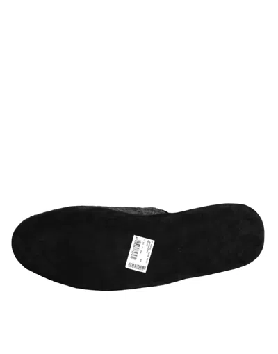 Dolce & Gabbana Black Faux Fur Slides Slippers Slip On Men's Shoes In Black