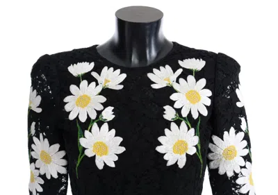 Dolce & Gabbana Black Floral Lace Chamomile Sicily Dress In Black