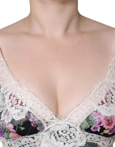 Dolce & Gabbana Black Floral Lace Short Sleeves Blouse Top In Black