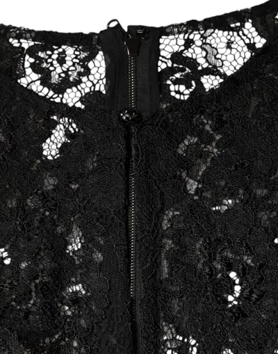 Dolce & Gabbana Black Floral Lace See Through Long Sleeve Top In Black
