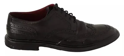 Pre-owned Dolce & Gabbana Black Leather Brogue Oxford Dress Men's Shoes ()