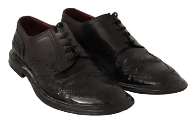 Pre-owned Dolce & Gabbana Black Leather Brogue Oxford Dress Men's Shoes ()