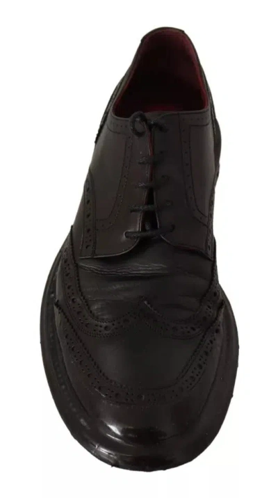 Pre-owned Dolce & Gabbana Black Leather Brogue Oxford Dress Men's Shoes ()
