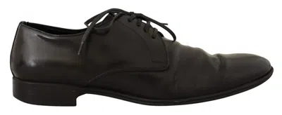 Pre-owned Dolce & Gabbana Black Leather Derby Dress Formal Men's Shoes ()