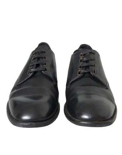 Pre-owned Dolce & Gabbana Black Leather Derby Formal Dress Men Men's Shoes ()