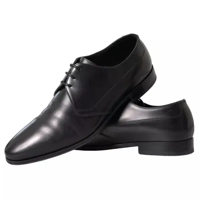 Pre-owned Dolce & Gabbana Black Leather Derby Formal Dress Men Men's Shoes ()