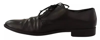 Pre-owned Dolce & Gabbana Black Leather Derby Dress Formal Men's Shoes ()