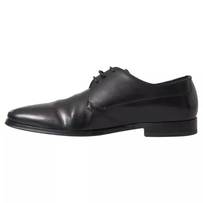 Pre-owned Dolce & Gabbana Black Leather Derby Formal Dress Men Men's Shoes ()
