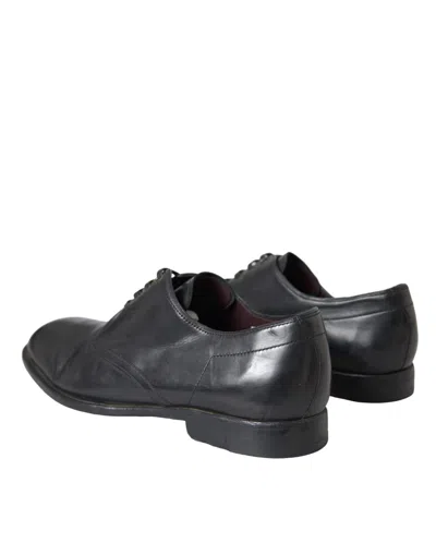 Pre-owned Dolce & Gabbana Black Leather Derby Formal Dress Men Men's Shoes ()