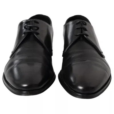 Pre-owned Dolce & Gabbana Black Leather Derby Formal Dress Men Men's Shoes ()
