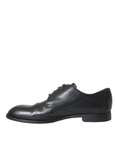 Pre-owned Dolce & Gabbana Black Leather Derby Formal Dress Men Men's Shoes ()