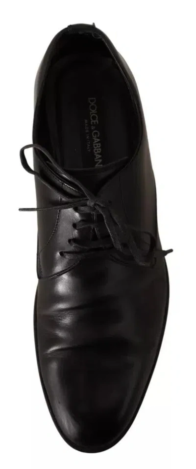 Pre-owned Dolce & Gabbana Black Leather Derby Dress Formal Men's Shoes ()