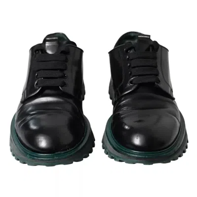 Pre-owned Dolce & Gabbana Black Leather Derby Formal Dress Men's Shoes ()