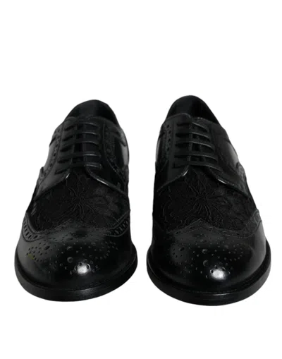 Dolce & Gabbana Day Classic Brushed Leather Brogue Shoes In Black