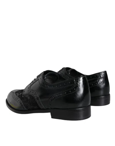Dolce & Gabbana Day Classic Brushed Leather Brogue Shoes In Black