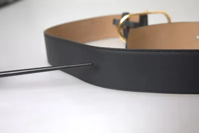 Pre-owned Dolce & Gabbana Black Leather Gold Oval Metal Buckle Women's Belt ()