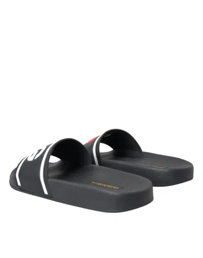 Dolce & Gabbana Elegant Black Leather Slide Sandals For Her In Black