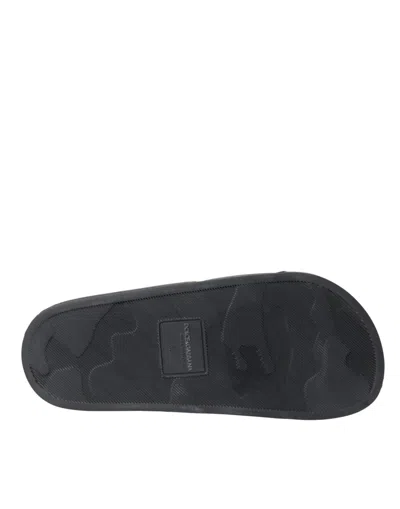 Dolce & Gabbana Elegant Black Leather Slide Sandals For Her In Black