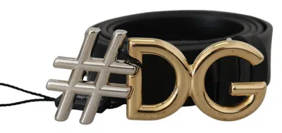 Dolce & Gabbana Leather Metal #dg Logo Buckle Women's Belt In Black