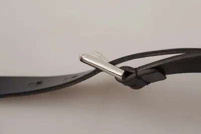 Pre-owned Dolce & Gabbana Black Leather Silver Tone Metal Buckle Classic Men's Belt ()