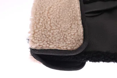 Dolce & Gabbana Black Leather Shearling Studded Gloves In Black
