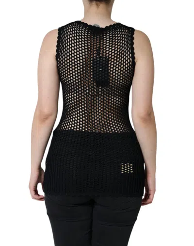 Dolce & Gabbana Black Mesh See Through Sleeveless Tank Top In Black