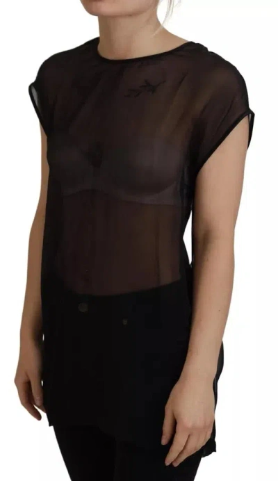 Pre-owned Dolce & Gabbana Black Mesh Transparent Blouse Pullover Women's Top ()