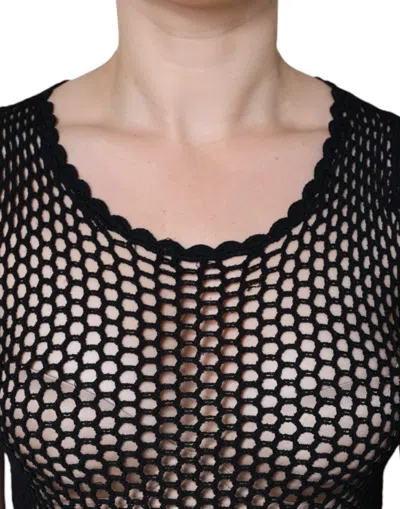 Dolce & Gabbana Black Mesh See Through Sleeveless Tank Top In Black