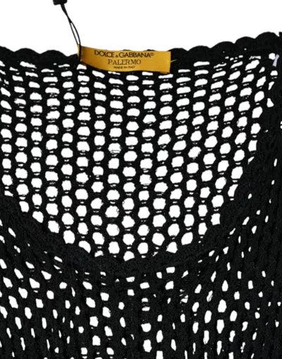 Dolce & Gabbana Black Mesh See Through Sleeveless Tank Top In Black