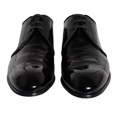 Pre-owned Dolce & Gabbana Black Patent Leather Derby Men Dress Men's Shoes ()