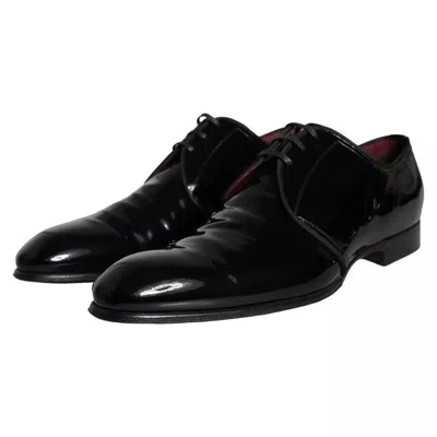 Pre-owned Dolce & Gabbana Black Patent Leather Derby Men Dress Men's Shoes ()
