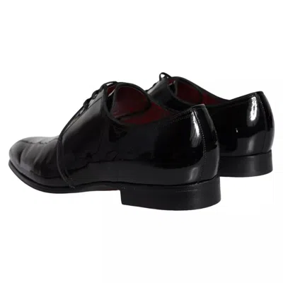 Pre-owned Dolce & Gabbana Black Patent Leather Derby Men Dress Men's Shoes ()