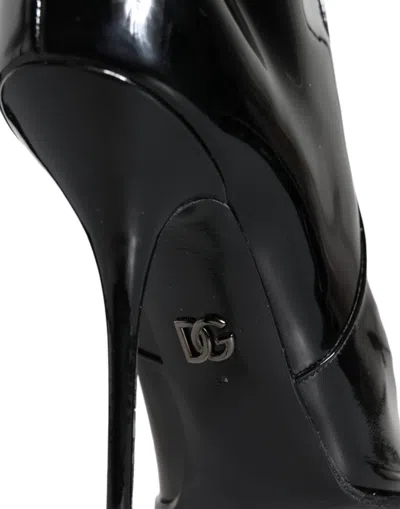 Pre-owned Dolce & Gabbana Black Patent Leather Pointed Ankle Boot Women's Shoes ()