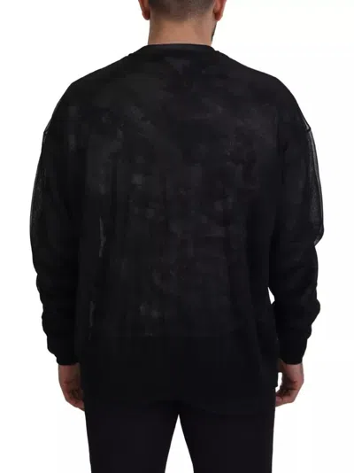 Pre-owned Dolce & Gabbana Black Polyester Crewneck Pullover Men's Sweater ()