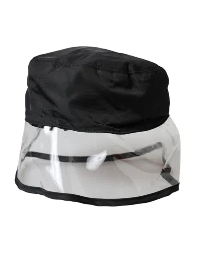 Dolce & Gabbana Black Polyester Plastic Bucket Hat Men In Black